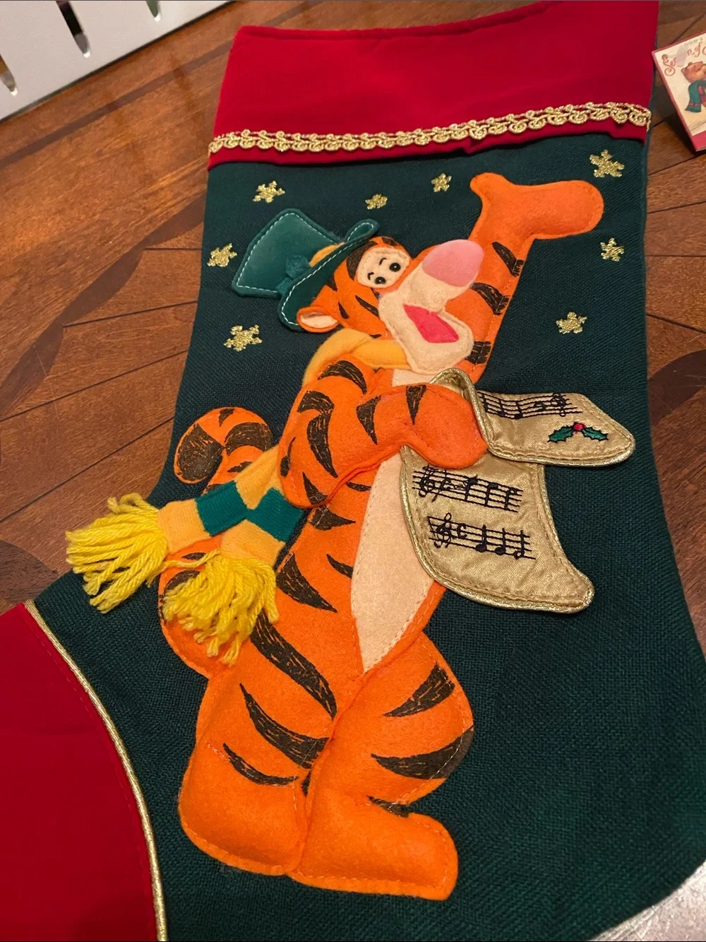 Vintage Disney Large 20” Felt 3 D Tigger Caroling Stocking